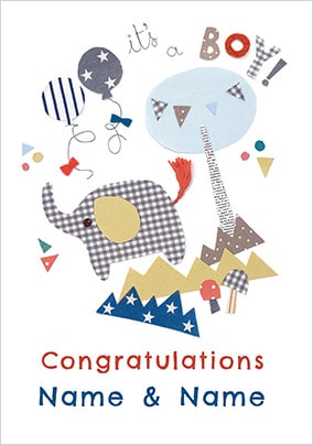 It's A Boy! Congratulations Personalised Card