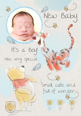 Disney Winnie the Pooh New Baby Card - It's A Boy