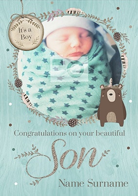 It's A Boy New Baby Card - Winter Wonderland