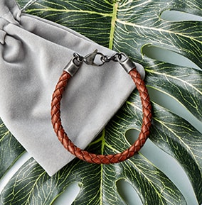 Brown Leather Bracelet With Stainless Steel Clasp