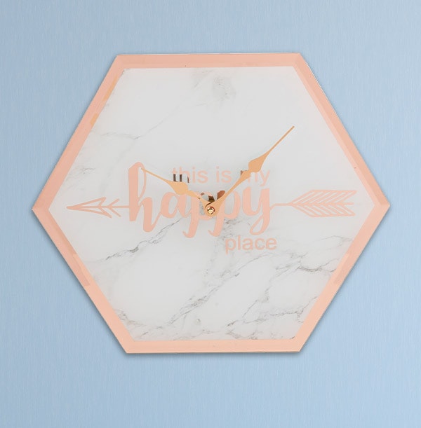 Marble Wall Clock - 'This is My Happy Place'