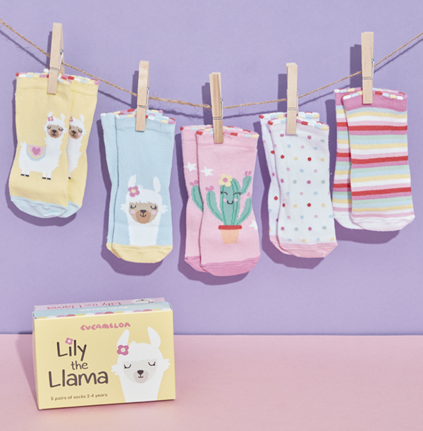 ZDISC Toddlers Lily The Llama Sock Pack 2-4 Years