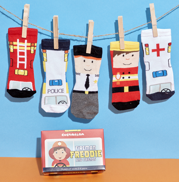 ZDISC Toddlers Fireman Freddie & Friends Sock Pack 2-4 Years