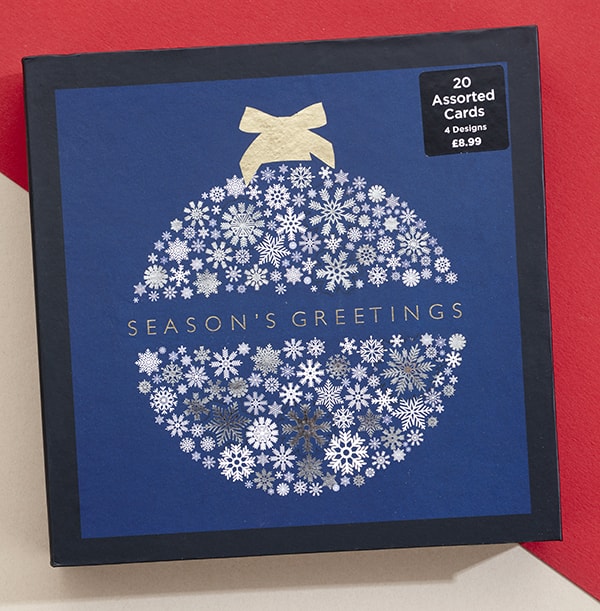 ZDISC Magical Navy Wreath Christmas Card Box Set - Pack of 20