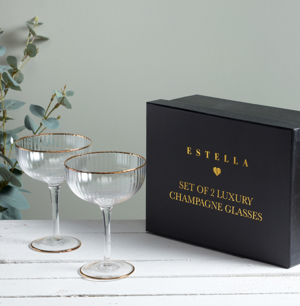 Estella Set of 2 Gift Boxed Glasses- Champagne Saucer