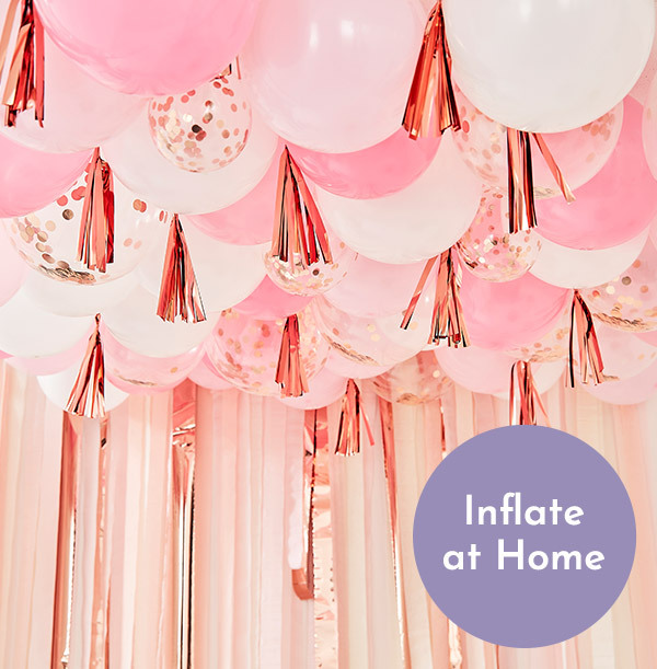 Ceiling Balloons - Blush, White And Rose Gold with Tassels