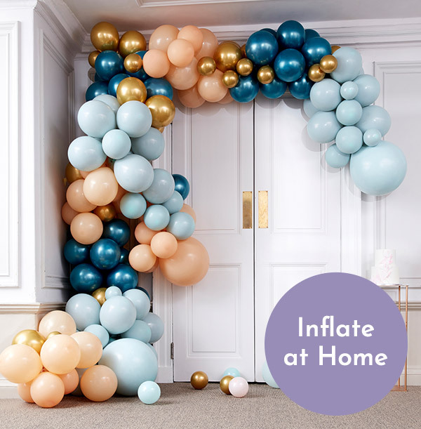 Balloon Arch - Large - Blues & Gold Chrome