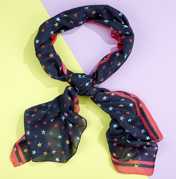 Recycled Navy & Coral Falling Star Scarf