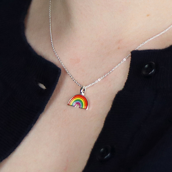 Silver Plated Enamelled Rainbow Necklace