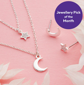 Star and Moon Necklace and Earring Gift Set