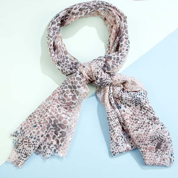 Silver Foil Leopard print scarf