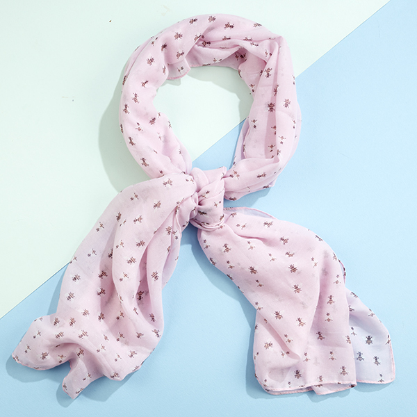 Pastel Pink Recycled Bee Print Scarf