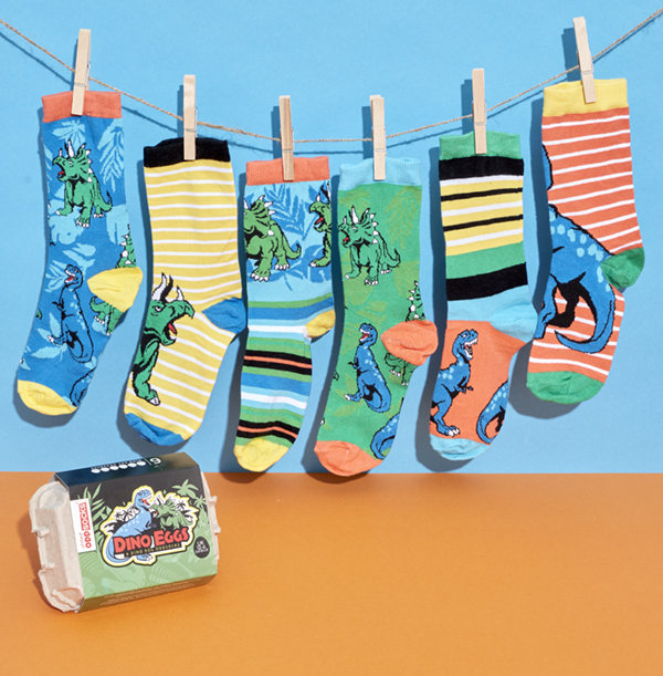 Kids Dino Eggs Oddsocks Pack Size 12-6