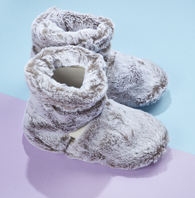 Grey Faux Fur Slipper Boots
