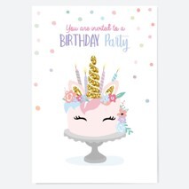 Kids Birthday Invitations  Unicorn Cake - Pack of 10