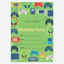 Kids Birthday Invitations Gaming Party - Pack of 10