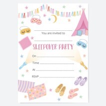Kids Birthday Invitations Girls Sleepover Party - Pack of 10