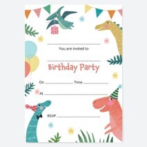 Kids Birthday Invitations Jurassic Dinosaur - Pack of 10