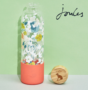 Joules Glass Water Bottle - Floral