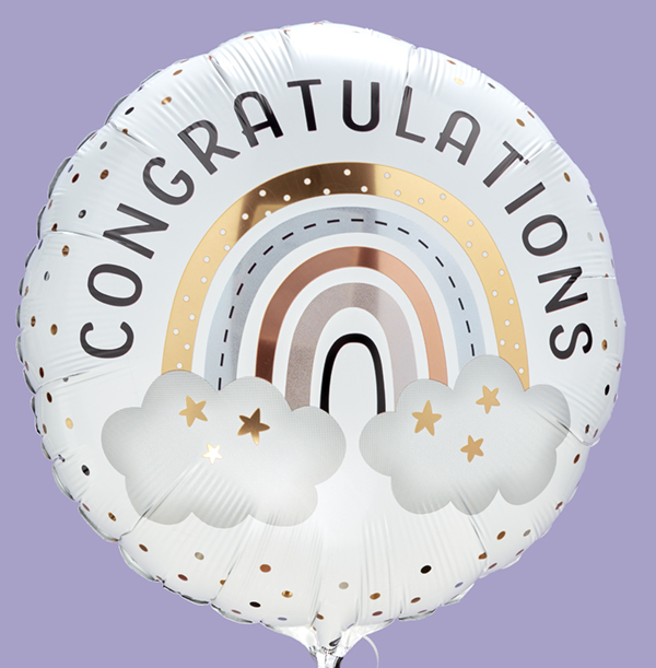 Congratulations Boho Rainbow Inflated Balloon