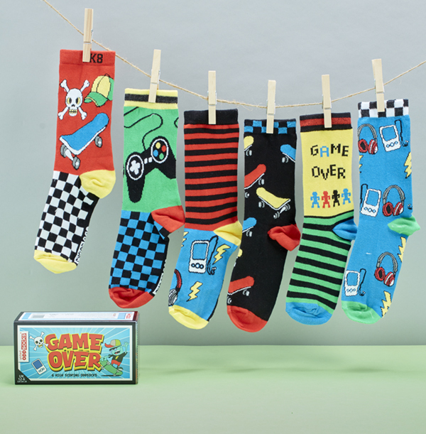 Kids Game Over Oddsocks Pack Size 12-6