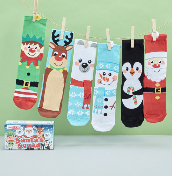Kids Christmas Santa Squad Socks Pack Size 12-5.5
