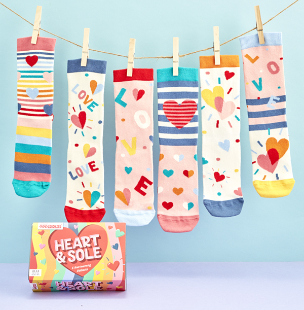 ZDISC Ladies Heart & Sole Oddsocks Pack Size 4-8