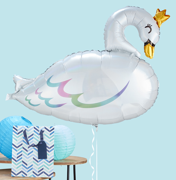 Iridescent Swan Inflated Balloon - Large