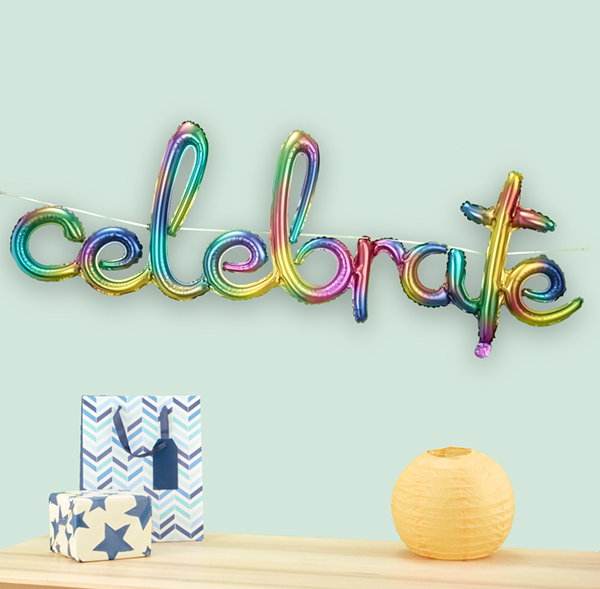 Celebrate Script Balloon - Inflate At Home