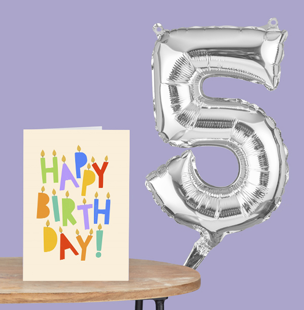 16In '5' Silver Balloon - Inflate At Home