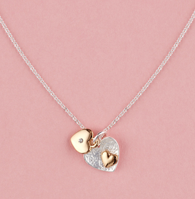 Double Heart Charm Necklace