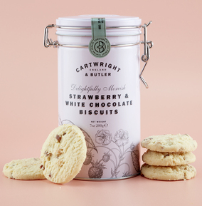 Cartwright & Butler Strawberry & White Chocolate Biscuits Tin