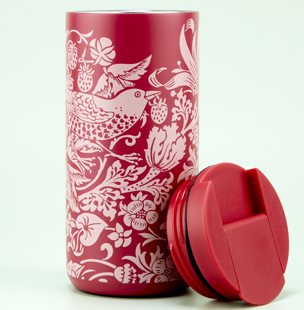William Morris Raspberry Metal Travel Mug