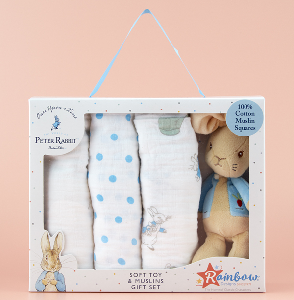 Peter Rabbit Soft Toy & Muslin Set