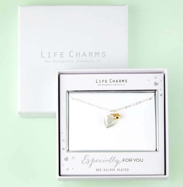 Silver & Gold Hearts Pendant Necklace