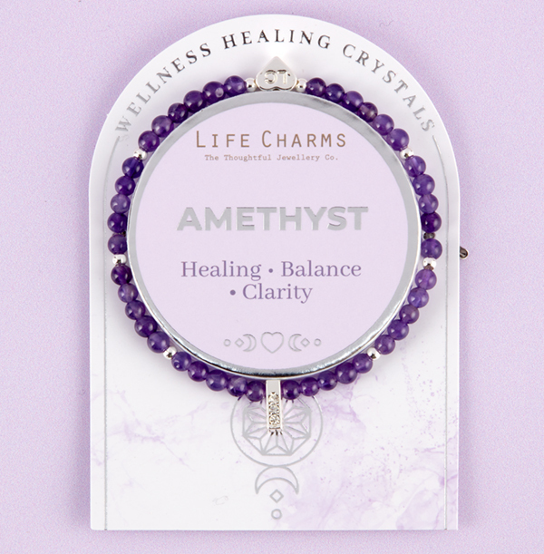 Amethyst & Silver Beads Healing Crystals Bracelet