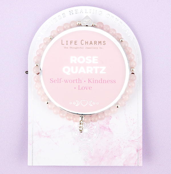 Rose Quartz & Silver Beads Healing Crystals Bracelet