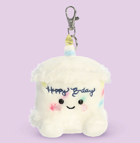 Happy Birthday Cake Clip-On Key Ring