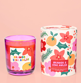 Orange & Star Anise Pink Glass Candle
