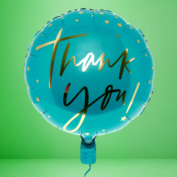 Blue and Gold Thank You Balloon