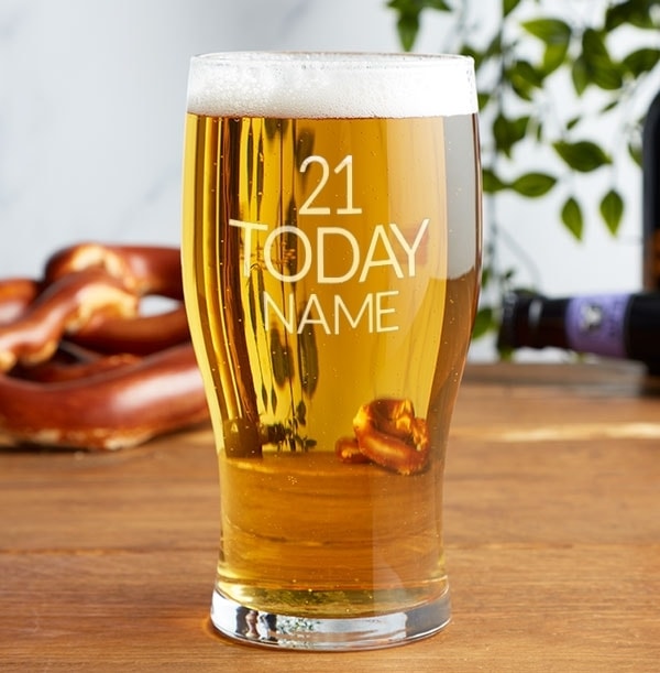 Engraved Pint Glass - 21st Birthday