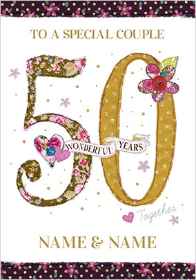 Fabrics - 50 Wonderful Years Anniversary Card