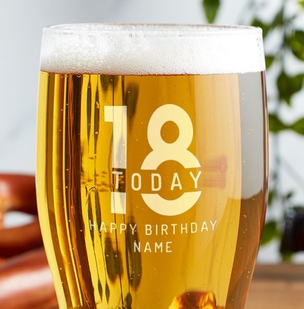 Engraved Beer Glass - 18th Birthday