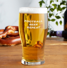 Engraved Pint Glass- Football, Beer, Repeat
