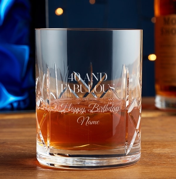 Engraved Crystallite Whisky Glass - 40th Birthday