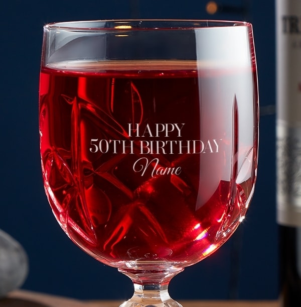 Engraved Crystallite Wine Glass - 50th Birthday