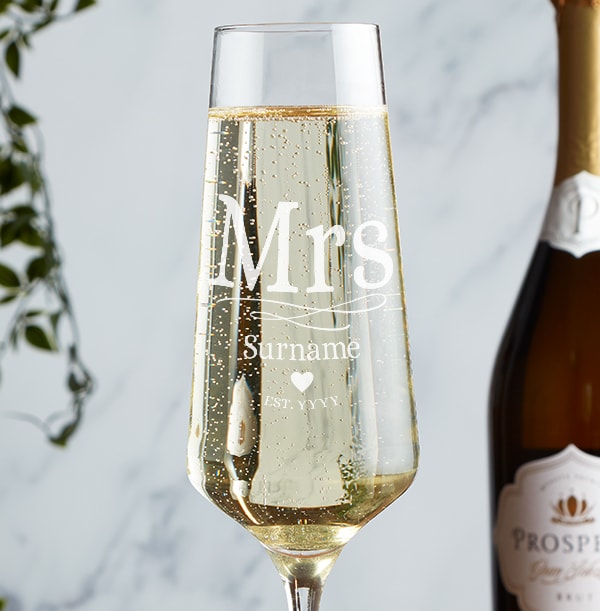 Personalised Champagne Glass - Mrs