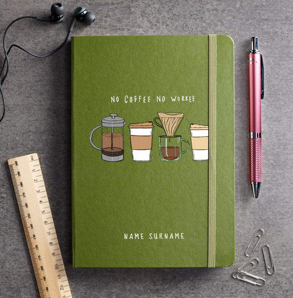 No Coffee No Work Personalised Name Notebook