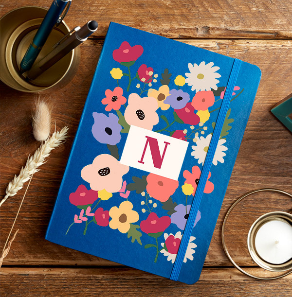 Forget-Me-Not Initial Personalised Notebook