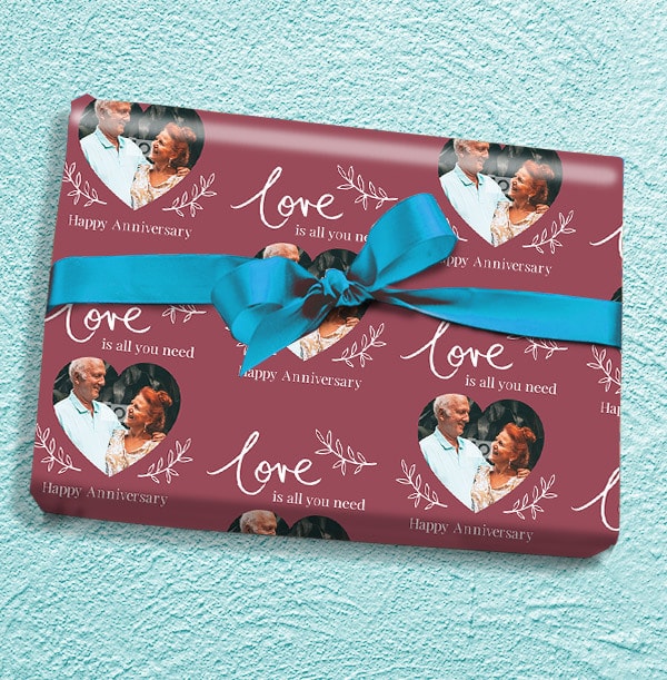 Love is All you Need Anniversary Photo Wrapping Paper